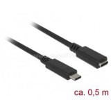Delock kábel USB 3.1 Gen 1 Type-C male/female hosszabbító, 3A, 0.5m, fekete (DL85532)