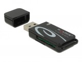 DeLock Mini USB 2.0 with SD and Micro SD Slot Card Reader Black 91602