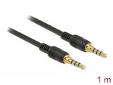 DeLock Stereo Jack Cable 3.5 mm 4 pin male > male 1m Black 85595