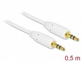 Delock Stereo Jack kábel 3.5 mm 3 pin 0.5m, fehér (83743)
