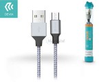 Devia USB - micro USB adat- és töltőkábel 1 m-es vezetékkel - Devia Tube for Android USB 2.4A - ezüst/kék
