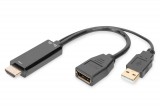 Digitus HDMI M to DP F with external Power 4K@30Hz. 0,2m Black AK-330101-002-S