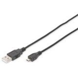 Digitus USB 2.0 Csatlakozókábel [1x USB 2.0 dugó, A típus - 1x USB 2.0 dugó, mikro B típus] 1.80 m Fekete Kerek, Kettős árnyékolás (DB-300127-018-S) - Adatkábel