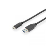 Digitus USB 3.0 Csatlakozókábel [1x USB 3.1 dugó, C típus - 1x USB 3.1 dugó, A típus] 1.00 m Fekete Kettős árnyékolás