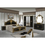 Dima DI Amalfi hálószoba - fekete-arany, 160x200 cm ággyal, 4-ajtós szekrénnyel