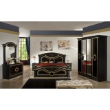 Dima DI Kate hálószoba - fekete-arany, 160x200 cm ággyal, 4-ajtós szekrénnyel
