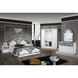 Dima DI Lara hálószoba - fehér-ezüst, 180x200 cm ággyal, 6-ajtós szekrénnyel