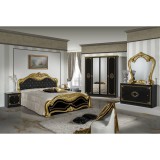 Dima DI Lucy Lux hálószoba - fekete-arany, 160x200 cm ággyal, 6-ajtós szekrénnyel