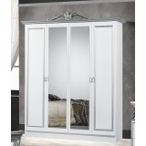 Dima DI Marwa 6-ajtós gardróbszekrény, 2 tükrös ajtóval - fehér-ezüst
