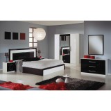Dima DI Miami hálószoba - fehér-fekete, 180x200 cm ággyal, 4-ajtós szekrénnyel