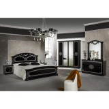 Dima DI Vera hálószoba - fekete-ezüst, 160x200 cm ággyal, 6-ajtós szekrénnyel