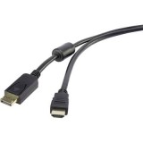 DisplayPort/HDMI kábel, 1x DisplayPort dugó - 1x HDMI dugó, 0,5 m, fekete, Renkforce (RF-3301450) - DisplayPort