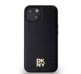 DKNY PU Leather Repeat Pattern Stack Logo Apple iPhone 14 Magsafe kompatibilis hátlap tok, fekete