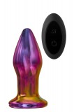 Dream Toys Glamour Glass - kúpos, rádiós, üveg anál vibrátor (színes)