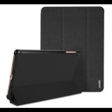 DUX DUCIS DOMO tok álló, bőr hatású (aktív FLIP, oldalra nyíló, TRIFOLD asztali tartó funkció, textil minta) FEKETE [Samsung Galaxy Tab A 10.1 LTE (2019) SM-T515] (5996457875931) - Tablet tok