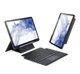 DUX DUCIS tok álló, bőr hatású (FLIP, mágneses bluetooth billentyűzet, asztali tartó, QWERTY, angol nyelvű) FEKETE Samsung Galaxy Tab S7 LTE 5G (SM-T876),Galaxy Tab S7 LTE (SM-T875),Galaxy Tab S7 WIFI (SM-T870)