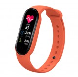 E-Zone Okos Egészség karkötő M8, smart aktivitásmérő, színes LCD kijelző, vízálló, lépésszámláló, pulzus, vérnyomás, véroxigénszint mérés, sétához és sporthoz, narancssárga