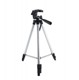 E-Zone Tripod Állvány Fényképezőgéphez/Okostelefonhoz, 330A, akár 135cm, vízszintmérővel, ezüst