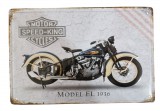 E-Zone Vintage Dekor Fémtábla, dombornyomott, &#039;SPEED-KING MOTOR CYCLES MODEL EL 1936&#039; felirat, retro hangulatú kialakítás, 30x20cm, vintage szürke háttér