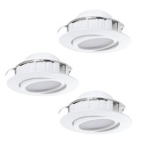 Eglo 95857 Pineda beépíthető lámpa, fehér, 3X500 lm, 3000K melegfehér, beépített LED, 3x6W, IP20