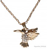 Egyéb Arany színű fém bizsu nyaklánc stasszos kolibri medállal