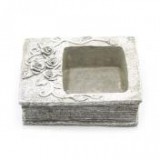 Egyéb Kőtál könyvalakú Virágos cement 21x17x7 cm szürke