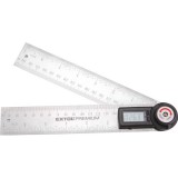 Extol Premium digitális szögmérő-vonalzó, szög- és hosszmérésre, 0-360°, pontosság: ą0,3°, 2×200 mm Inox szár mm és coll beosztással
