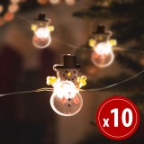 Family LED fényfüzér - hóember - 10 LED - 1,2 méter - melegfehér - 2 x AA
