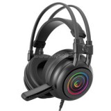 Fejhallgató - RM-K2 X-QUADRO RGB (7.1, mikrofon, USB, hangerőszabályzó, nagy-párnás, 2.2m kábel, fekete) (RAMPAGE_31640)