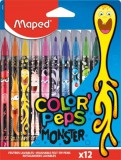 Filctoll készlet, 2,8 mm, kimosható, MAPED Color&#039;Peps Monster 12 különböző szín (IMA845400)