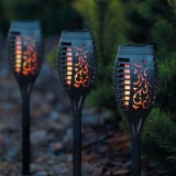 GARDEN OF EDEN Lángokat imitáló szolár LED lámpa - 4 db - fekete - műanyag - 480 x 75 mm 11262B