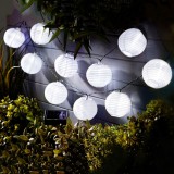 Garden of Eden Szolár lampion fényfüzér - 10 db fehér lampion, hidegfehér LED - 3,7 m (11227)
