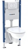 Geberit Duofix Basic szerelőelem, Selnova fali WC csésze ülőkével, Delta fehér nyomólappal