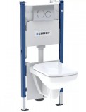 Geberit Duofix Basic szerelőelem, Selnova Square Rimfree fali WC, lecsapadódásgátlós ülőkével