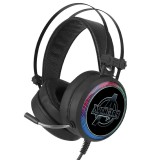 Gegeszoft Marvel fejhallgató - Avengers 001 USB-s gamer fejhallgató RGB színes LED világítással, állítható mikrofonnal fekete (MHPGAVEN001)