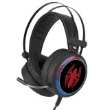 Gegeszoft Marvel fejhallgató - Pókember 001 USB-s gamer fejhallgató RGB színes LED világítással, állítható mikrofonnal (MHPGSPIDERM001)