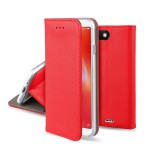 Gegeszoft Smart magnet Huawei Y6 (2018) oldalra nyíló mágneses könyv tok szilikon belsővel piros