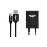 Gegeszoft USB kábel DC - Batman 002 USB - MicroUSB adatkábel hálózati töltővel 1m fekete 1A
