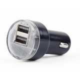 Gembird 2 portos USB Autós töltő, 2.1A, Fekete