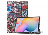 Gigapack álló, bőr hatású aktív flip tok Samsung Galaxy Tab S6 Lite 10.4 WIFI (SM-P610) készülékhez, színes, graffiti mi