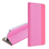 Gigapack Apple iPhone 15 Plus tok álló, bőr hatású (flip, oldalra nyíló, asztali tartó funkció, textil minta) rózsaszín