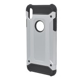 Gigapack Defender Apple iPhone XS Max 6.5" műanyag telefonvédő (közepesen ütésálló, fémhatás, logo kivágás, ezüst)