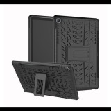 Gigapack Defender műanyag telefonvédő (közepesen ütésálló, szilikon belső, kitámasztó, autógumi minta) FEKETE [Huawei MediaPad M5 10.8 WIFI] (5996457789092) - Tablet tok