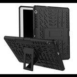 Gigapack Defender műanyag telefonvédő (közepesen ütésálló, szilikon belső, kitámasztó, autógumi minta) FEKETE [Huawei Mediapad T3 10 WIFI] (5996457757893) - Tablet tok