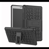 Gigapack Defender műanyag telefonvédő (közepesen ütésálló, szilikon belső, kitámasztó, autógumi minta) FEKETE [Huawei Mediapad T3 8 WIFI] (5996457877287) - Tablet tok