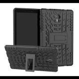 Gigapack Defender műanyag telefonvédő (közepesen ütésálló, szilikon belső, kitámasztó, autógumi minta) FEKETE [Samsung Galaxy Tab A 10.5 LTE (2018) SM-T595] (5996457823260) - Tablet tok