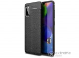 Gigapack gumi/szilikon, bőr hatású tok Samsung Galaxy A41 (SM-A415F) készülékhez, fekete, varrás mintás