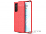 Gigapack gumi/szilikon tok Huawei P40 készülékhez, piros, bőr hatású, varrás mintás
