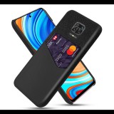 Gigapack Műanyag telefonvédő (közepesen ütésálló, bankkártya tartó, textil bevonat, bőr hatású hátlap) FEKETE [Xiaomi Redmi Note 9 Pro] (5996457990719) - Telefontok