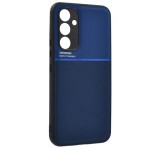 Gigapack Műanyag telefonvédő (szilikon keret, közepesen ütésálló, beépített fémlemez, bőr hatású hátlap, csíkos minta) SÖTÉTKÉK Samsung Galaxy A54 5G (SM-A546)